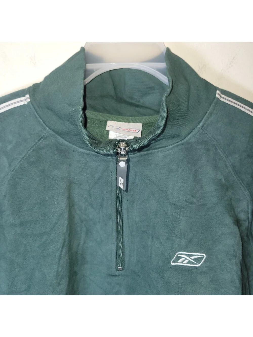 NWT VTG Reebok Men's Green 1/4 Zip Pullover Sweatshirt Activewear Top XL